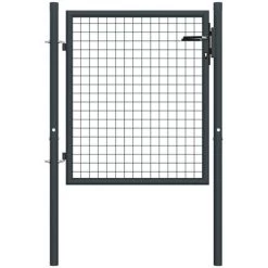 Portail En Maille De Jardin Acier Galvanisé 100 X 125 Cm Gris VidaXL