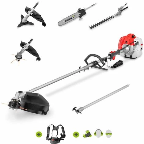Outil Multifonction Moteur à Essence 2 Temps 65cc 4,9cv, 5 Accessoires Différents Pour La Coupe, Guidon à Double Poignée, Harnais De Sécurité - Greencut GM650X-5 1 Outil Multifonction Moteur à Essence 2 Temps 65cc 4,9cv, 5 Accessoires Différents Pour La Coupe, Guidon à Double Poignée, Harnais De Sécurité - Greencut GM650X-5
