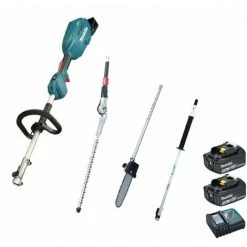 Outil Multifonctions Makita 18V DUX18 + Débroussailleuse + Taille Haies + Elagueuse à Perche + Rallonge + Sac + 2 Batt 3Ah