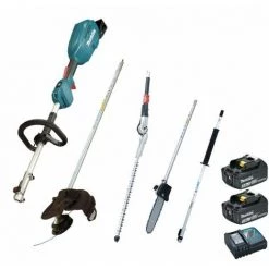 Outil Multifonctions Makita 18V DUX18 + Débroussailleuse + Taille Haies + Elagueuse à Perche + Rallonge + 2 Batt 3Ah