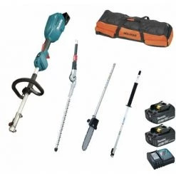 Outil Multifonctions Makita 18V DUX18 + Débroussailleuse + Taille Haies + Elagueuse à Perche + Rallonge + Sac + 2 Batt 3Ah