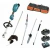 Outil Multifonctions Makita 18V DUX18 + Débroussailleuse + Taille Haies + Elagueuse à Perche + Rallonge + Sac + 2 Batt 3Ah