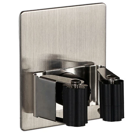 Relaxdays Supporte Appareils, Jeu De 2, Auto Collant, 3 Kg De Capacité, Maison Et Jardin, Acier , Balai, Argenté 2 Relaxdays Supporte Appareils, Jeu De 2, Auto Collant, 3 Kg De Capacité, Maison Et Jardin, Acier , Balai, Argenté – Image 2