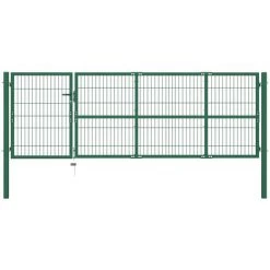 Outil de jardin motorisĂ© Soldes 10 NOVA Porte De Clôture Avec Taches En Acier Vert 3 Clés Différentes Tailles Portail De Clôture De Jardin Avec Poteaux 350x100 Cm Acier Vert Taille : 350x100 Cm