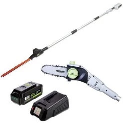 WARRIOR ECO POWER EQUIPMENT Taille-haies Elagueur Sans Fil 40V Batterie Lithium 2.5 Ah 2en1 + Chargeur Rapide Perche Télescopique WARRIOR