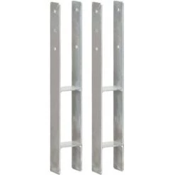 NOVA PEDS Pour Clôture 2 Pcs Argent En Acier Galvanisé Différentes Tailles Taille : 8 X 6 X 60 Cm