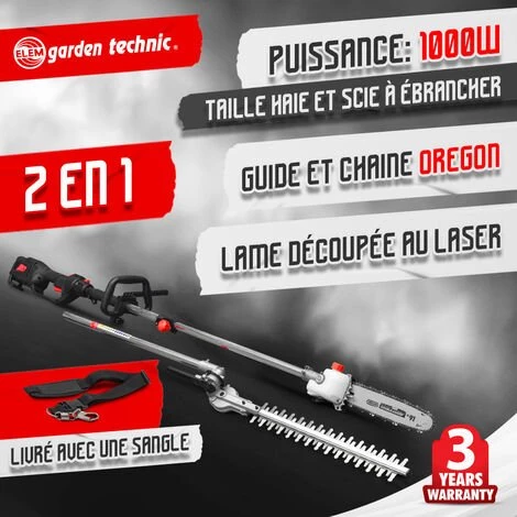 ELEM GARDEN TECHNIC Scie A Ebrancher - Taille Haies 1000W Oregon 2 ELEM GARDEN TECHNIC Scie A Ebrancher - Taille Haies 1000W Oregon – Image 2