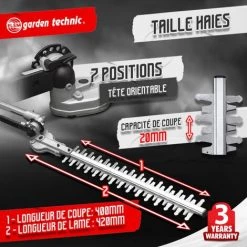 ELEM GARDEN TECHNIC Scie A Ebrancher - Taille Haies 1000W Oregon 7 ELEM GARDEN TECHNIC Scie A Ebrancher - Taille Haies 1000W Oregon -Outil de jardin motorisé Soldes 9335458 3